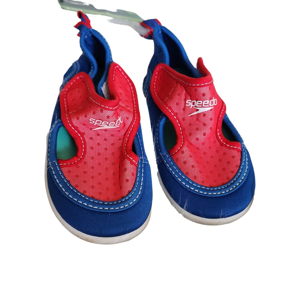Speedo Hybrid Water Shoes Boys‎ Swim Shoes Blue & Red Sz M 7/8 Kids NWT
